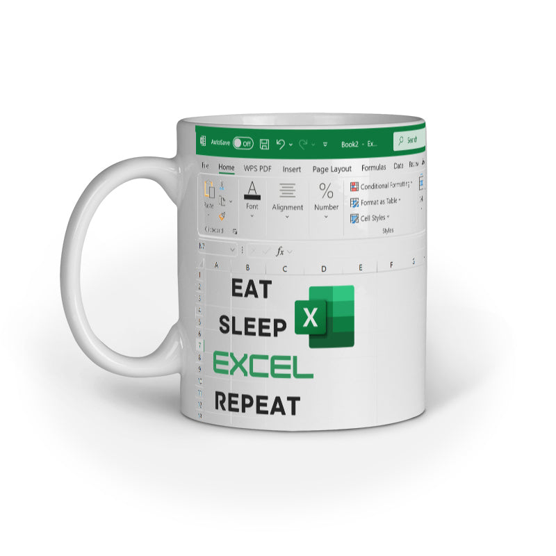 "Eat Sleep Excel Repeat" Mug – The Data Guru’s Mantra